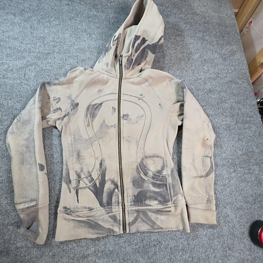 Lululemon Hoodie Womens Small Beige Scuba Full Zip Special Edition Animal Print